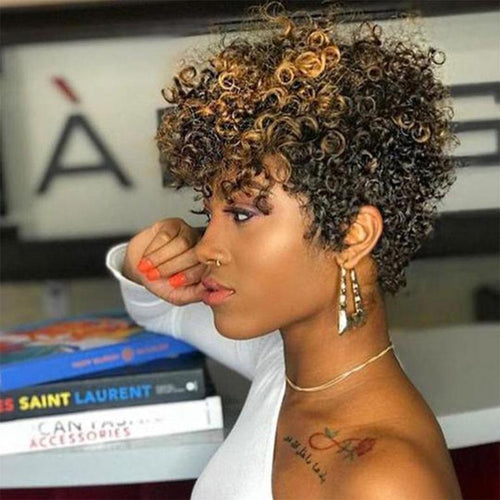 Gorgeous Short Kinky Curly Hair with Bangs for Black Women