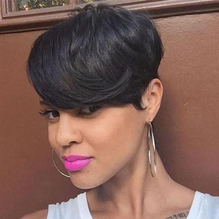 Short Layered Straight Cropped Wig for Black Women