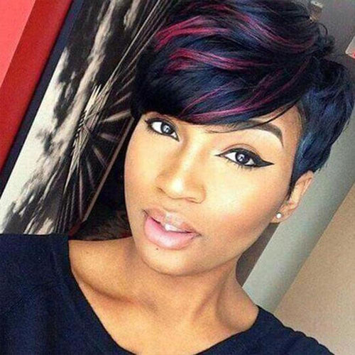 Sophisticated Short Straight Wig with Fringes for Black Women