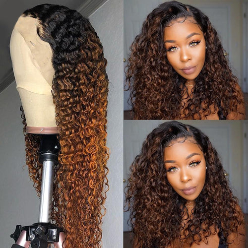 Curly  wigs for women  brown color  wig Brazilian Remy hair