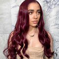 Glueless Wine Red Long Body Wave Wig-140%