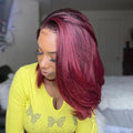 16" Glueless Rose Red Straight Wig