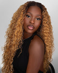 O.U Style Orange Brown Kinky Curly Glueless Natural Wig-12