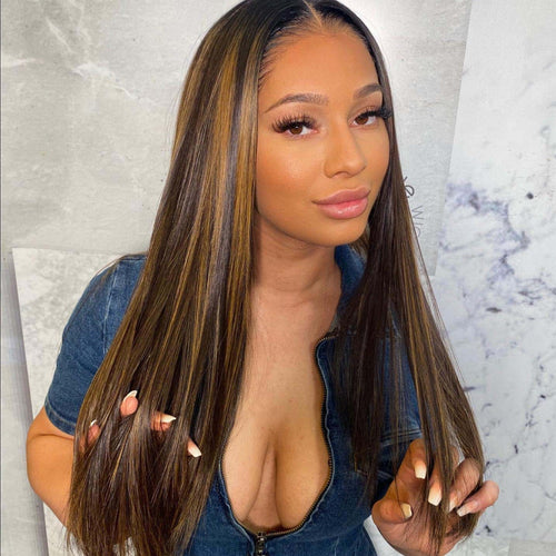 Glueless Brown Straight Long Wig-140%