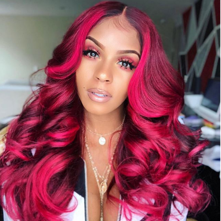 Ruby red wave hair