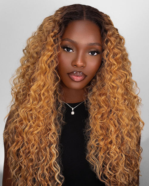 O.U Style Orange Brown Kinky Curly Glueless Natural Wig-12