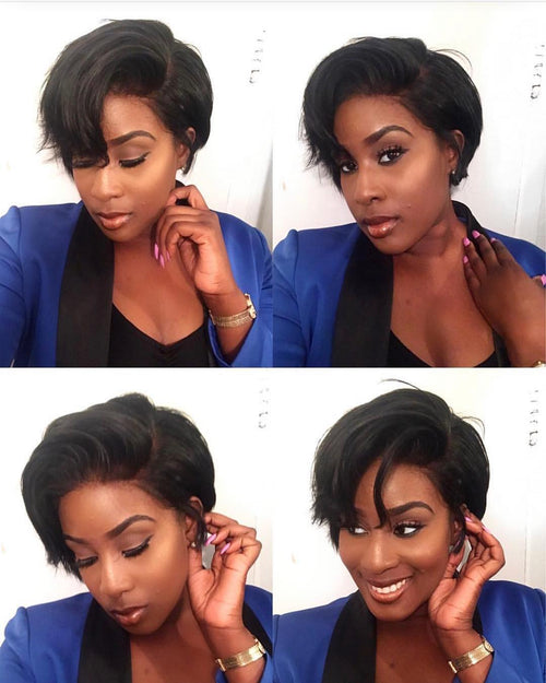 Cut Wig Finger Wave Wig Short Curly  Wigs For Women  Bob Wig-140%