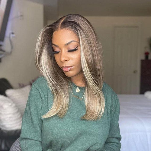 20" Glueless Brown Blonde Straight Wig