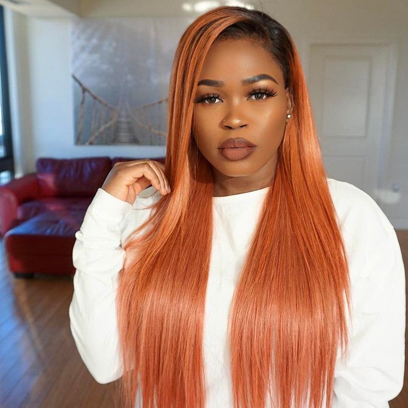 Orange Straight Long Wig