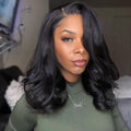 18" Glueless Shoulder Black Wavy Wig