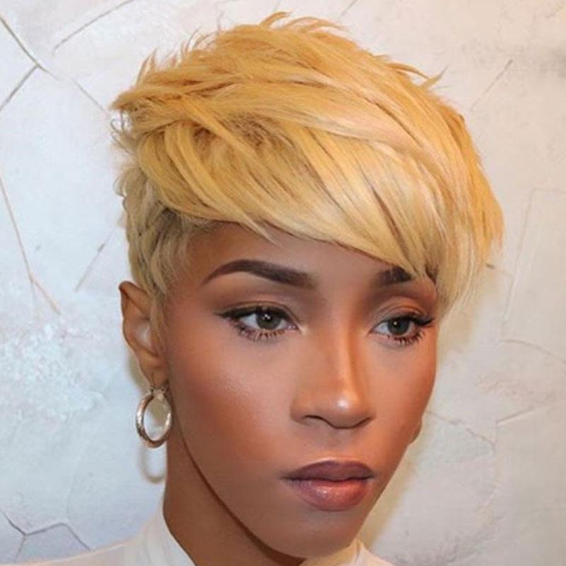 Boycuts Short Straight Blonde Wig for Black Women