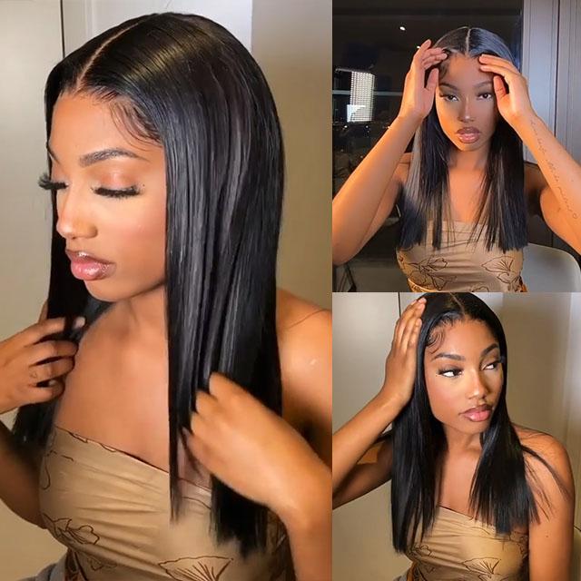 20" Black Long Straight Natural Wig