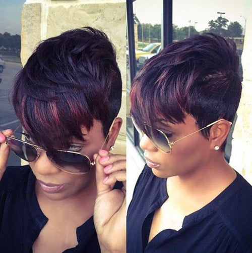 Women Short Straight Layered with Bangs