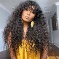 Long Black Curly Brazilian Wig With Bangs