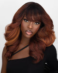 O.U Style Brown Wavy Glueless Natural Wig With Bangs-25