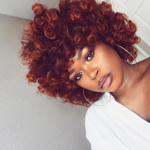 Orange Afro Wig | Short Wig for Summer