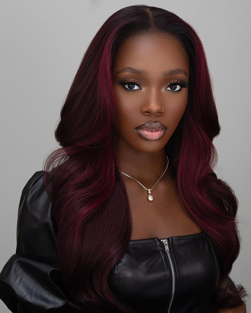 O.U Style Wine Red Wave Glueless Natural Wig-29