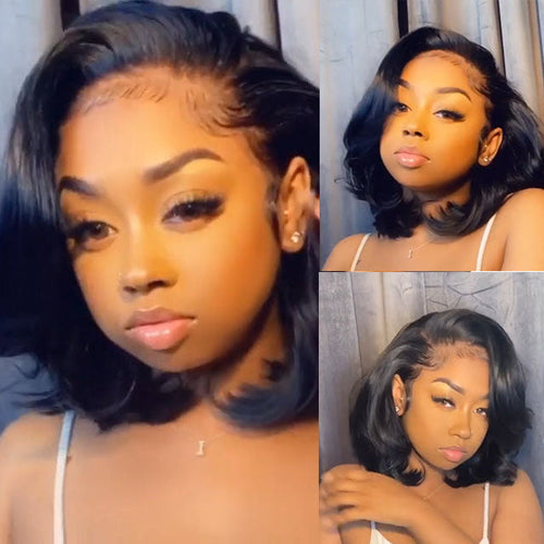 Glueless Body Wave Short Cut Frontal Wig-140%(Extra Thick As In Video)