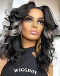 Black grey Glueless Hand Stitched High End Quality Wigs-140%(Extra Thick As In Video)-2