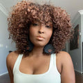 20" Brown Deep Wave Brazilian Wig With Bangs