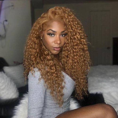 Glueless Light Brown Long Deep Curly Wig