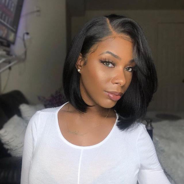 14" Glueless Bob Black Wig