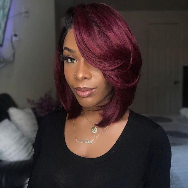 14" Glueless Bob Rose Red Wig