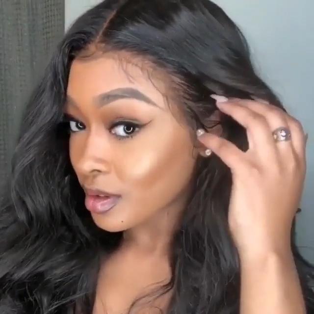 Rich black wave wig without glue