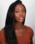 O.U Style Black Long Straight Glueless Natural Wig-4