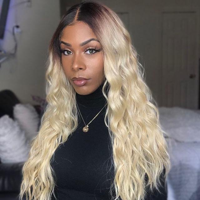 Glueless Natural Wave Black Golden Wig