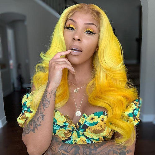 Yellow Cream Wave Hair-140%(EXTRA THICK AS IN VIDEO)