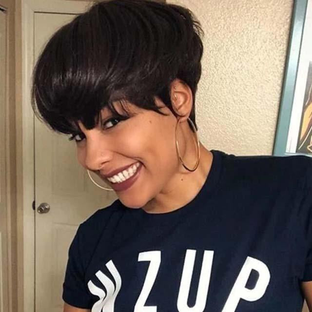 Short Black Straight Cropped Wig