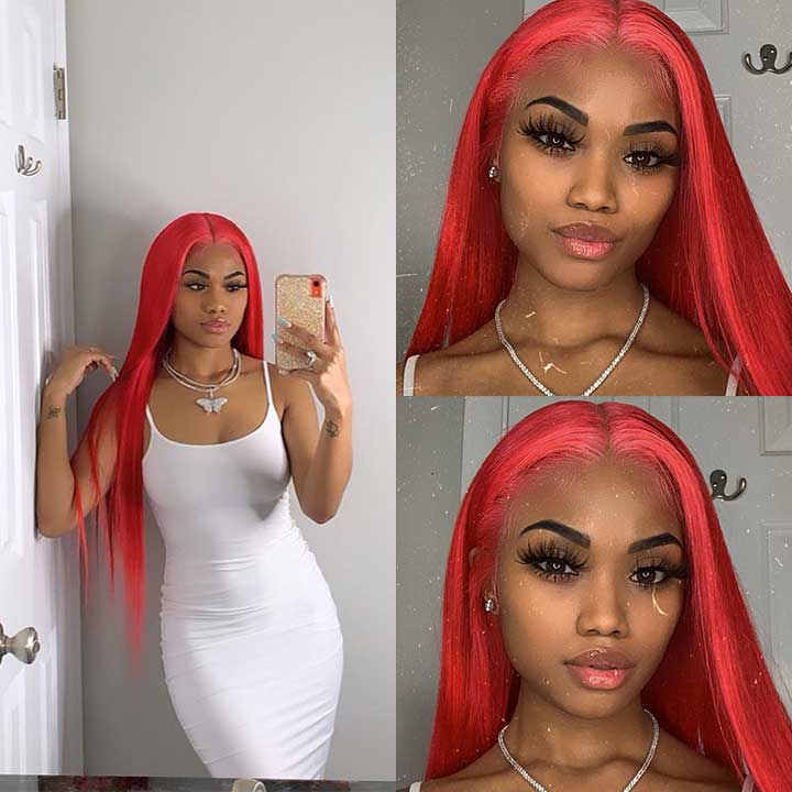 Scarlet red straight hair