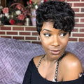 Glueless Curly Black Pixie Cut Wig