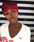 O.U Style Rose Red Pixie Cut Wig Glueless Natural Wig-68