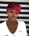 O.U Style Rose Red Pixie Cut Wig Glueless Natural Wig-68