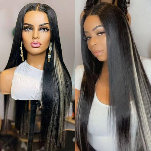 Brazilian Black Wig with White Color