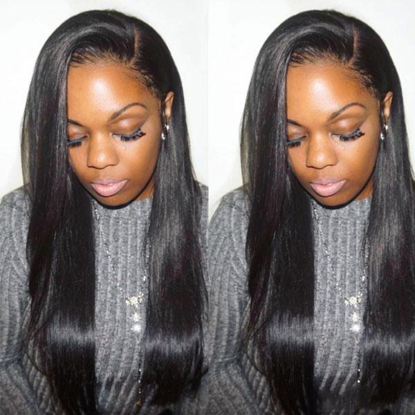 Black Straight Long Wig-140%(Extra Thick As In Video)