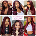 Red Wigs Straight Hair And Body Wave Closure Wigs Curly Wigs