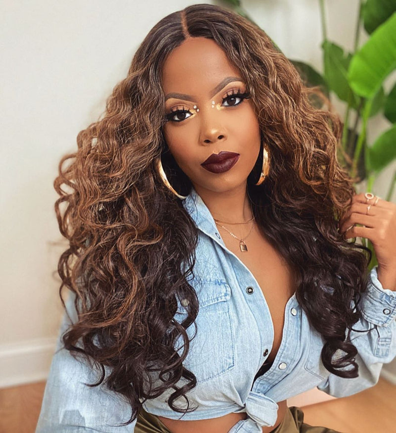 Party custom brown wave wig