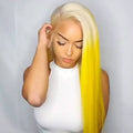 Super cute latest bright platinum yellow straight / wave wig