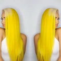 Super cute latest bright platinum yellow straight / wave wig